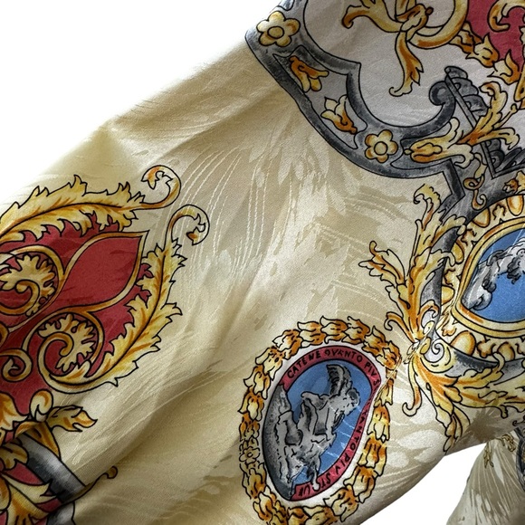 * Vintage German Button Down Blouse Versailles Royal Elegant 100% Silk & Acetate - Picture 16 of 17